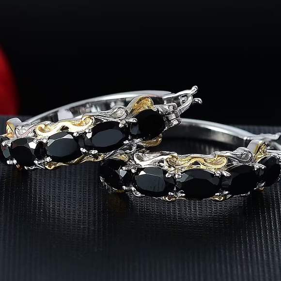 Jewelry - EverTrue Thai Black Spinel Hoop Earrings